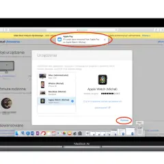 Jak usunąć kartę z Apple Pay? Na ekranie widzisz komunikat o usunięciu kart z Apple Pay na Apple Watch. Kliknij "Gotowe".