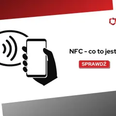 Ikona symbolizująca technologię NFC, gdzie smartfon zbliża się do okręgu z falami. Dowiedz się, NFC – co to jest?