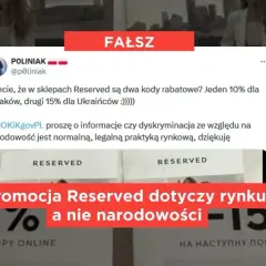 Fałszywa informacja o dyskryminacji w aplikacji Reserved. Promocja dotyczy rynku, nie narodowości.