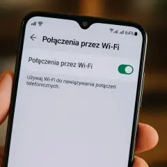Ustawienia telefonu: włączone połączenia przez Wi-Fi. Używaj Wi-Fi do rozmów, gdy zasięg sieci komórkowej jest słaby.