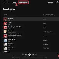Historia odtwarzania Spotify: lista utworów "Despacito", "Closer", "Something Just Like This" i innych.