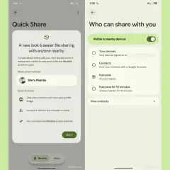 Ustawienia "Quick Share" pozwalają na szybkie udostępnianie plików. Wybierz, kto może się z Tobą dzielić.