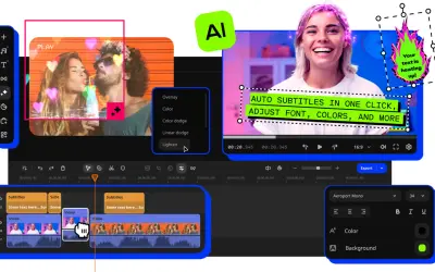 Jak zrobić filmik ze zdjęć? Program do edycji wideo z funkcjami AI, automatycznymi napisami i edycją tekstu.