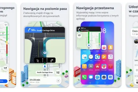 Darmowa nawigacja samochodowa z aktualizacjami ruchu, wskazówkami pasa ruchu i udostępnianiem lokalizacji.