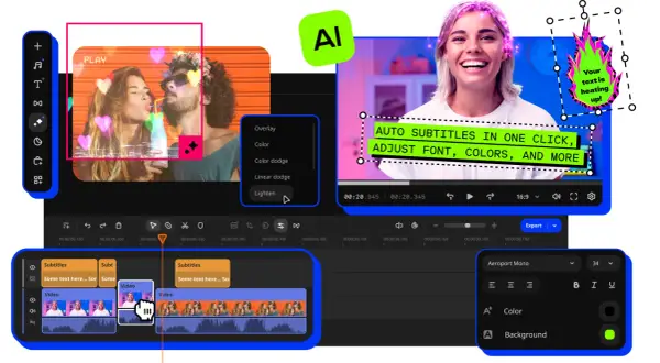 Jak zrobić filmik ze zdjęć? Program do edycji wideo z funkcjami AI, automatycznymi napisami i edycją tekstu.