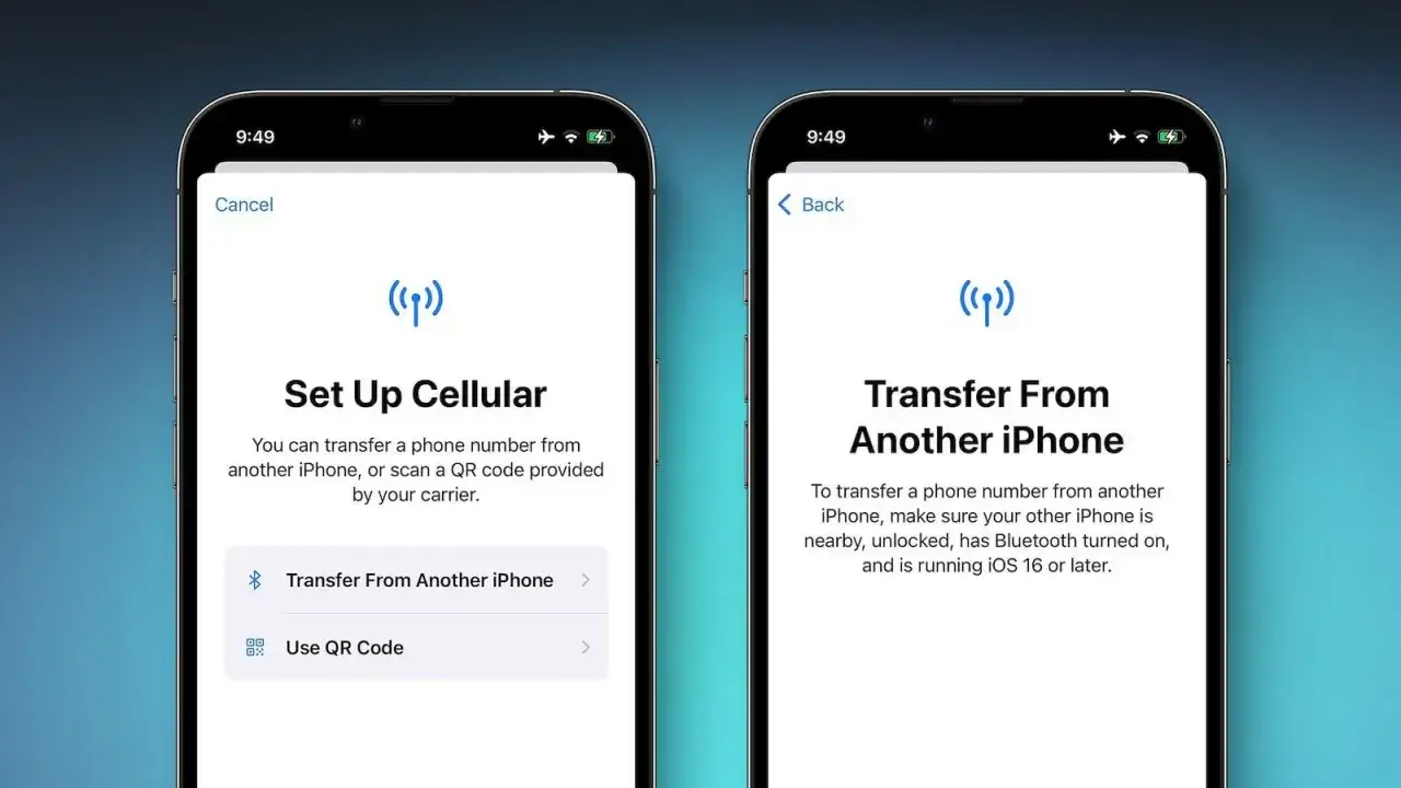 Instrukcje jak przenieść esim na inny telefon iPhone. Ekran 