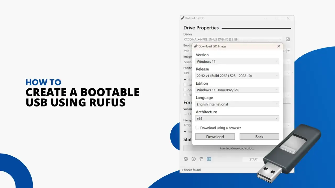 rufus media creation tool interfejs