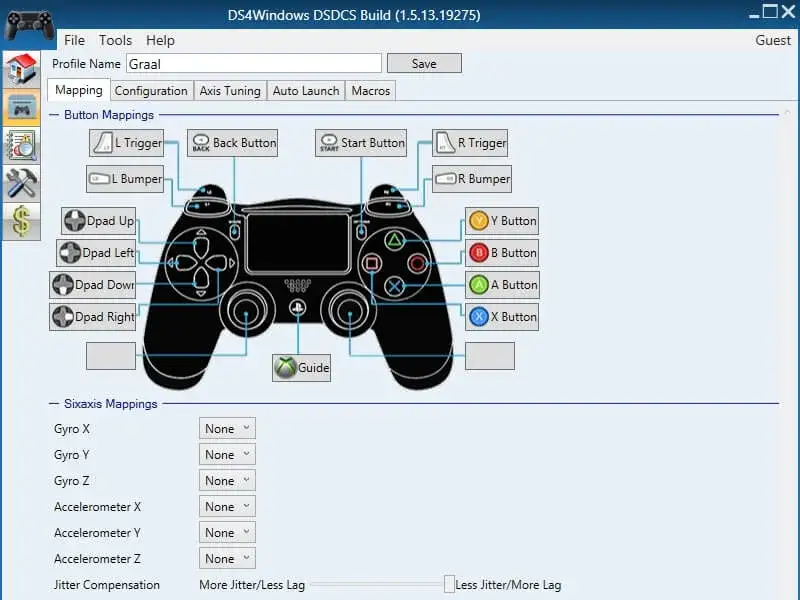 Interfejs DS4Windows konfiguracja pada