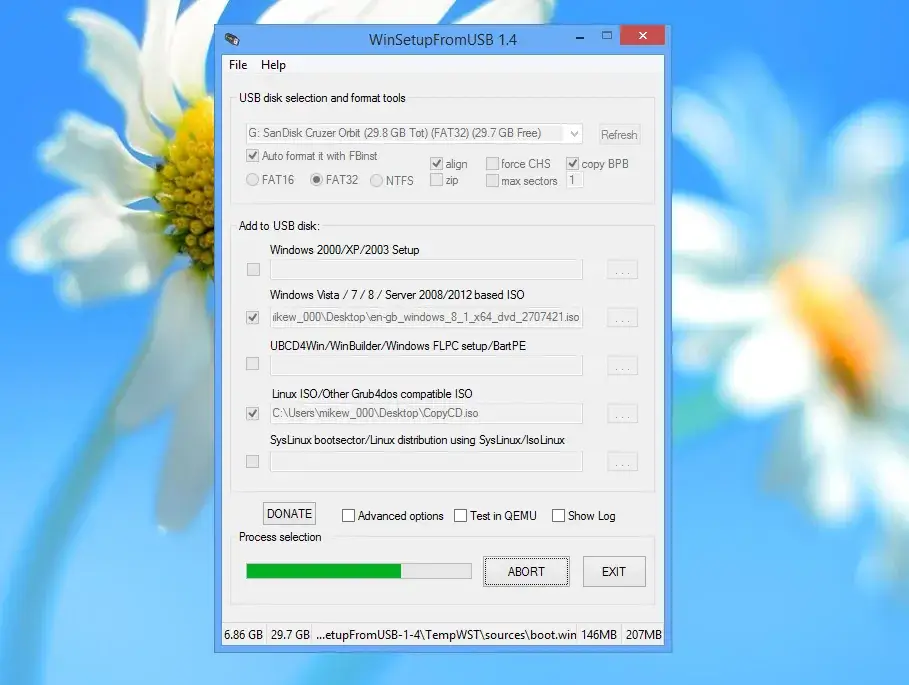 WinSetupFromUSB interface