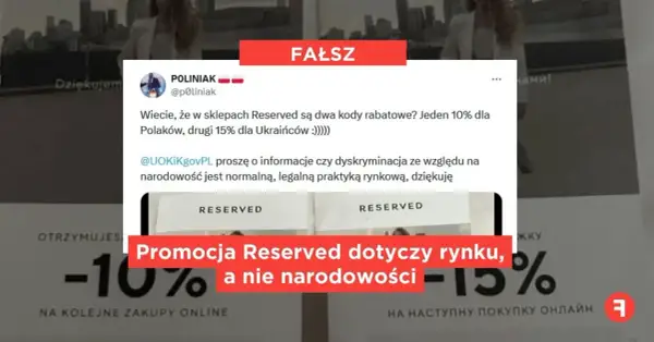 Fałszywa informacja o dyskryminacji w aplikacji Reserved. Promocja dotyczy rynku, nie narodowości.