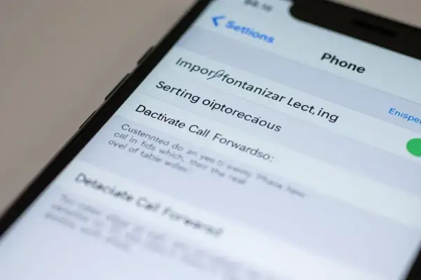 Ekran telefonu z opcjami "Dactivate Call Forwardso", które pozwalają na przekierowanie połączeń.